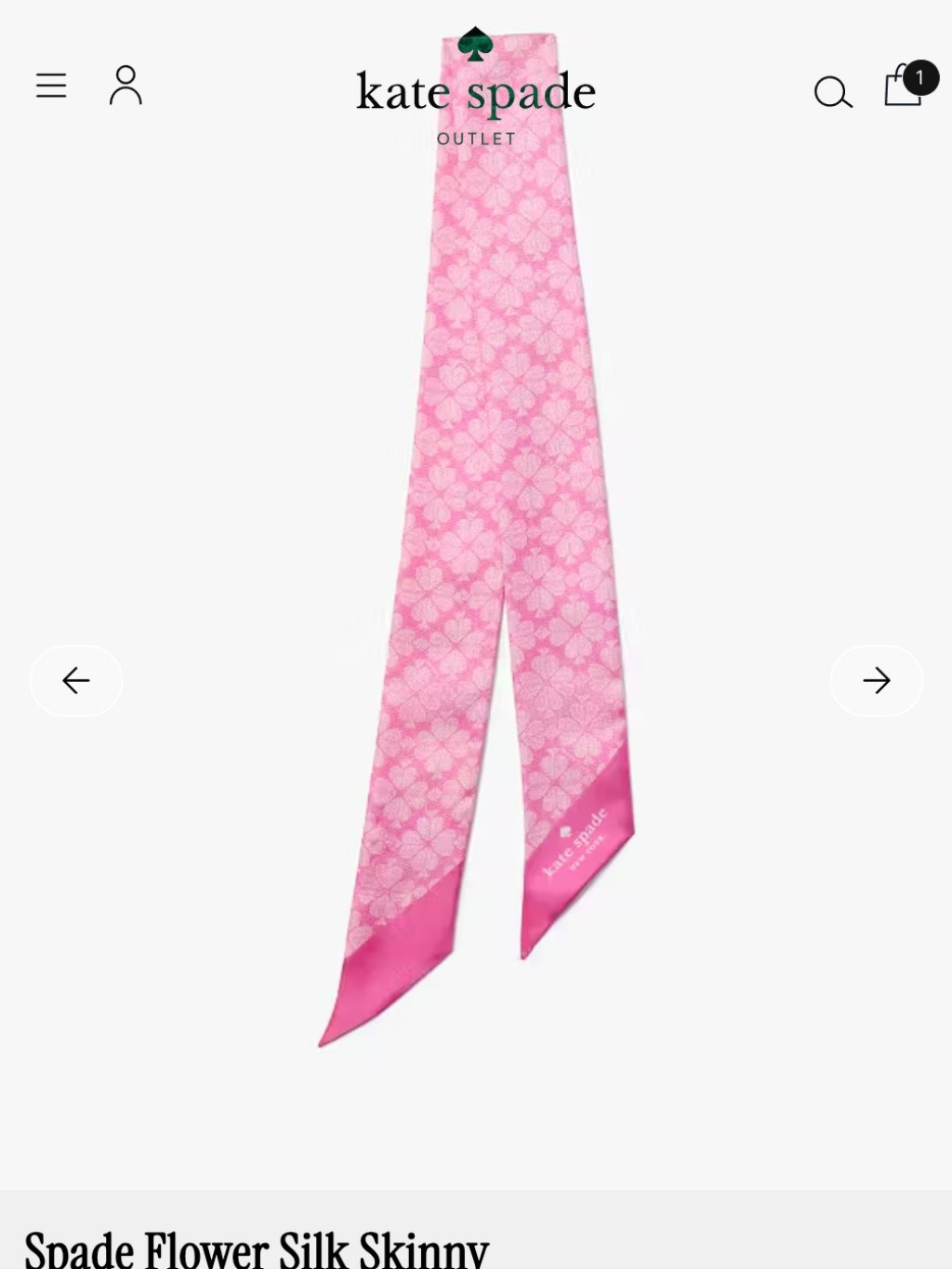 Kate Spade Pink Floral Silk Skinny Scarf